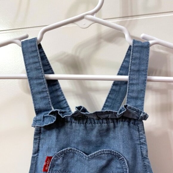 Levi's Baby Girl Toddler Blue Chambray Pinafore Jumper Dress Heart 18 Months - Picture 5 of 11